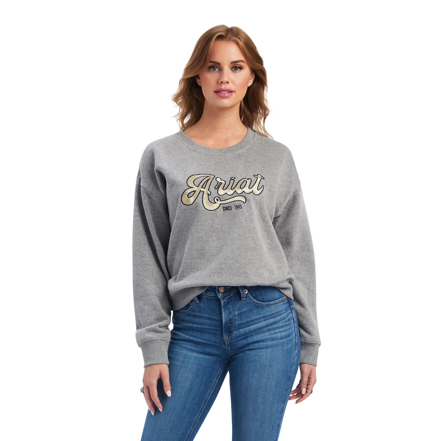 Ariat Women's REAL Cropped Sweatshirt - Heather Grey