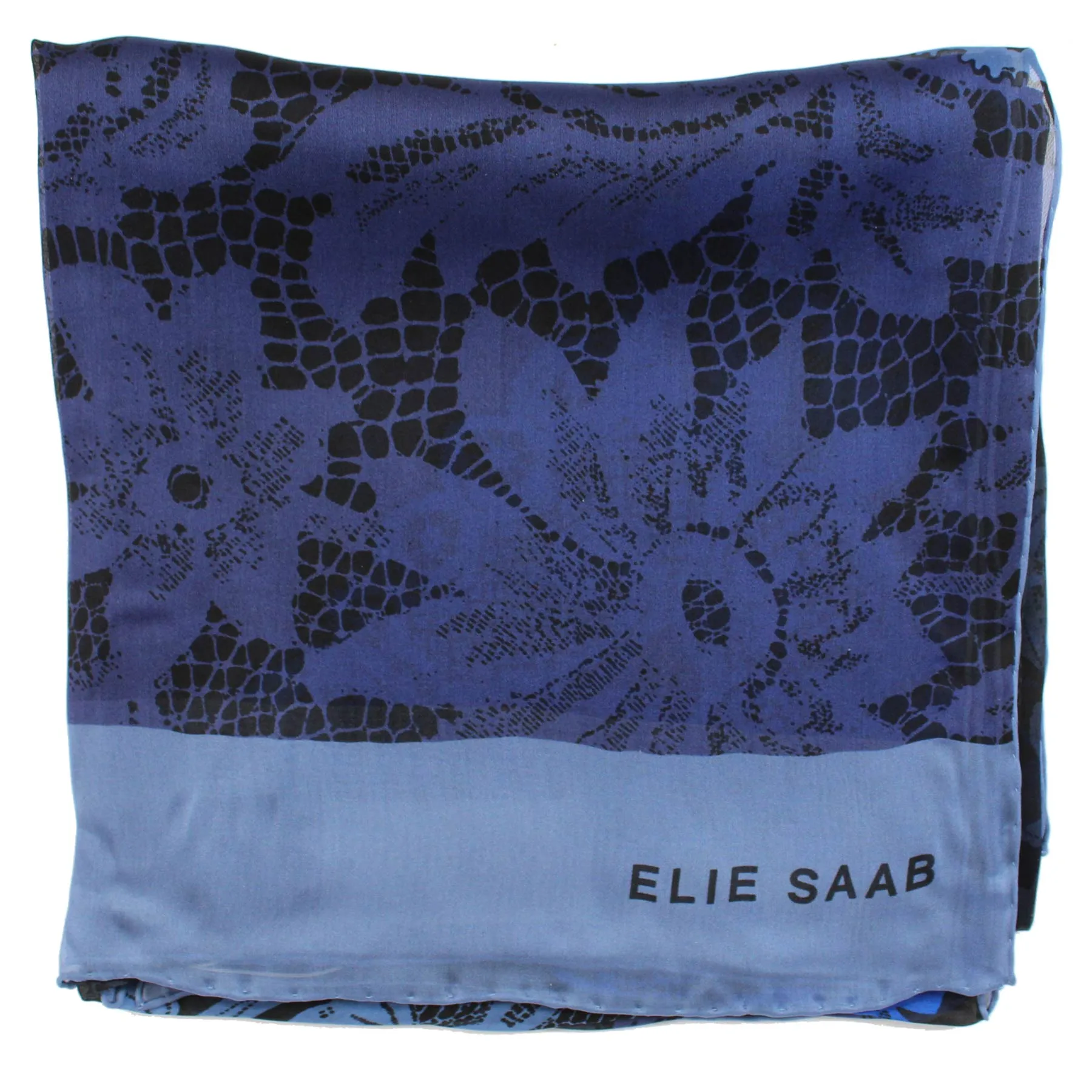 Elie Saab Scarf Dark Blue Frozen - Chiffon Silk Shawl SALE