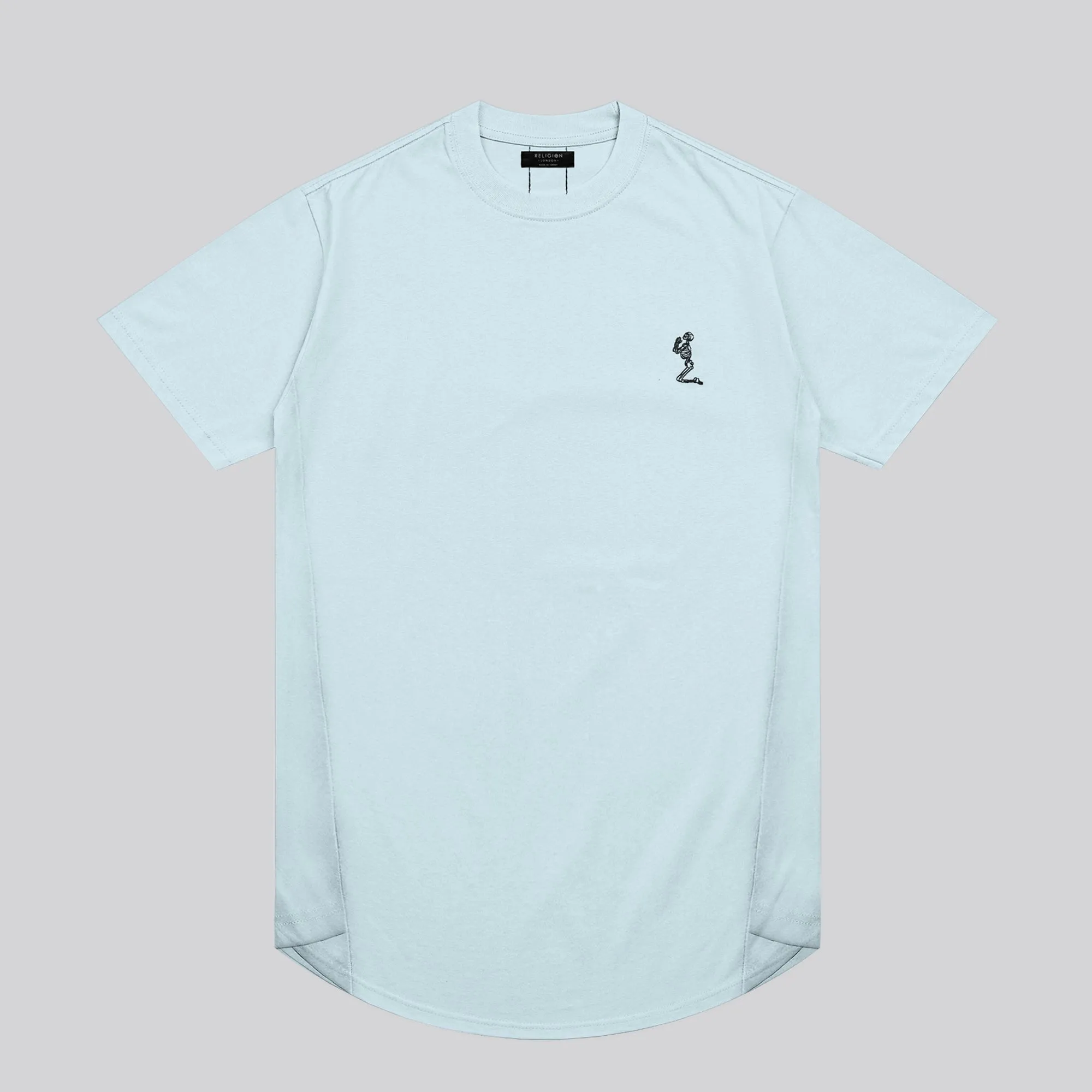 ESSENTIAL SWAG CURVED HEM PALE BLUE T-SHIRT