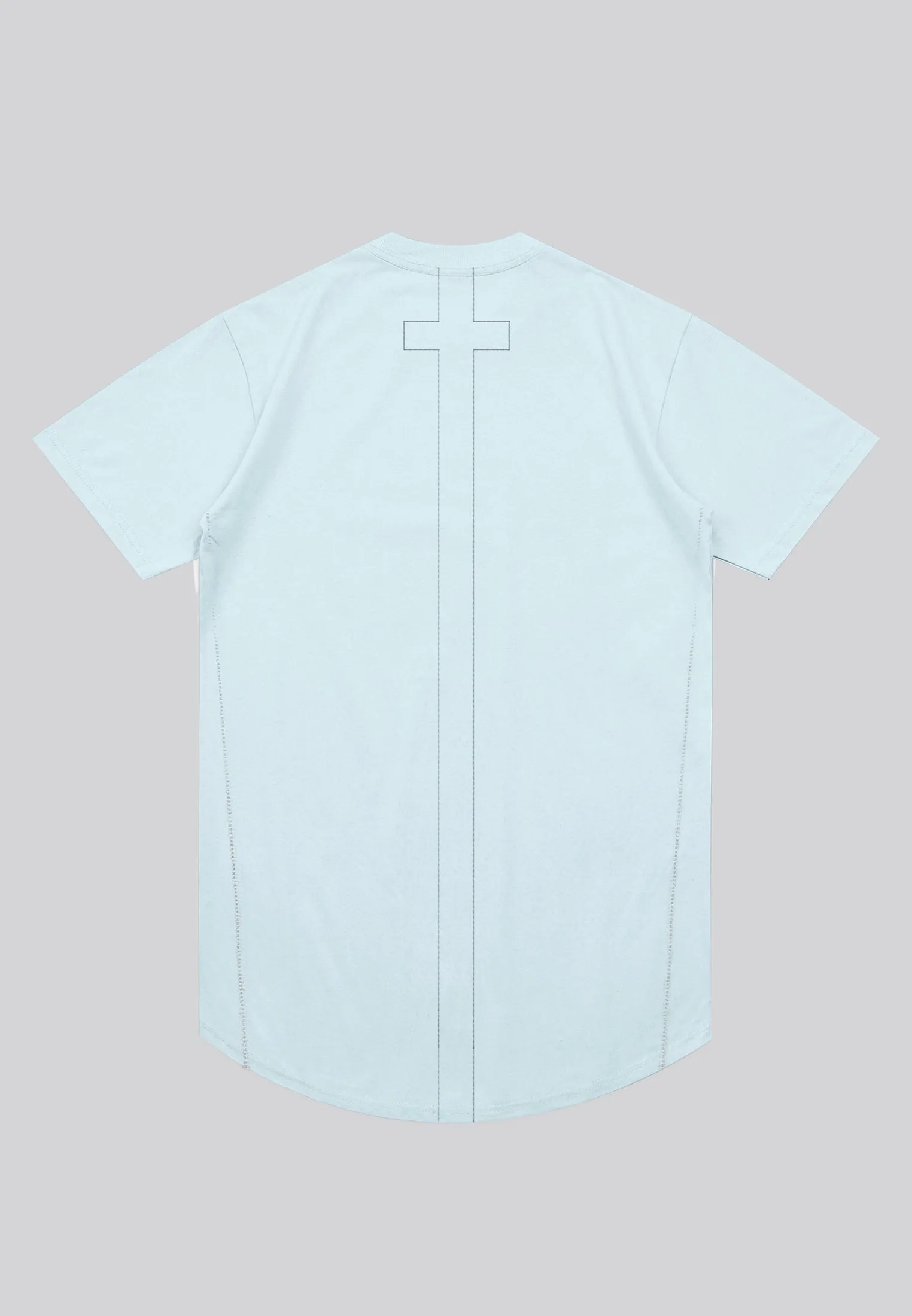 ESSENTIAL SWAG CURVED HEM PALE BLUE T-SHIRT