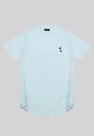 ESSENTIAL SWAG CURVED HEM PALE BLUE T-SHIRT