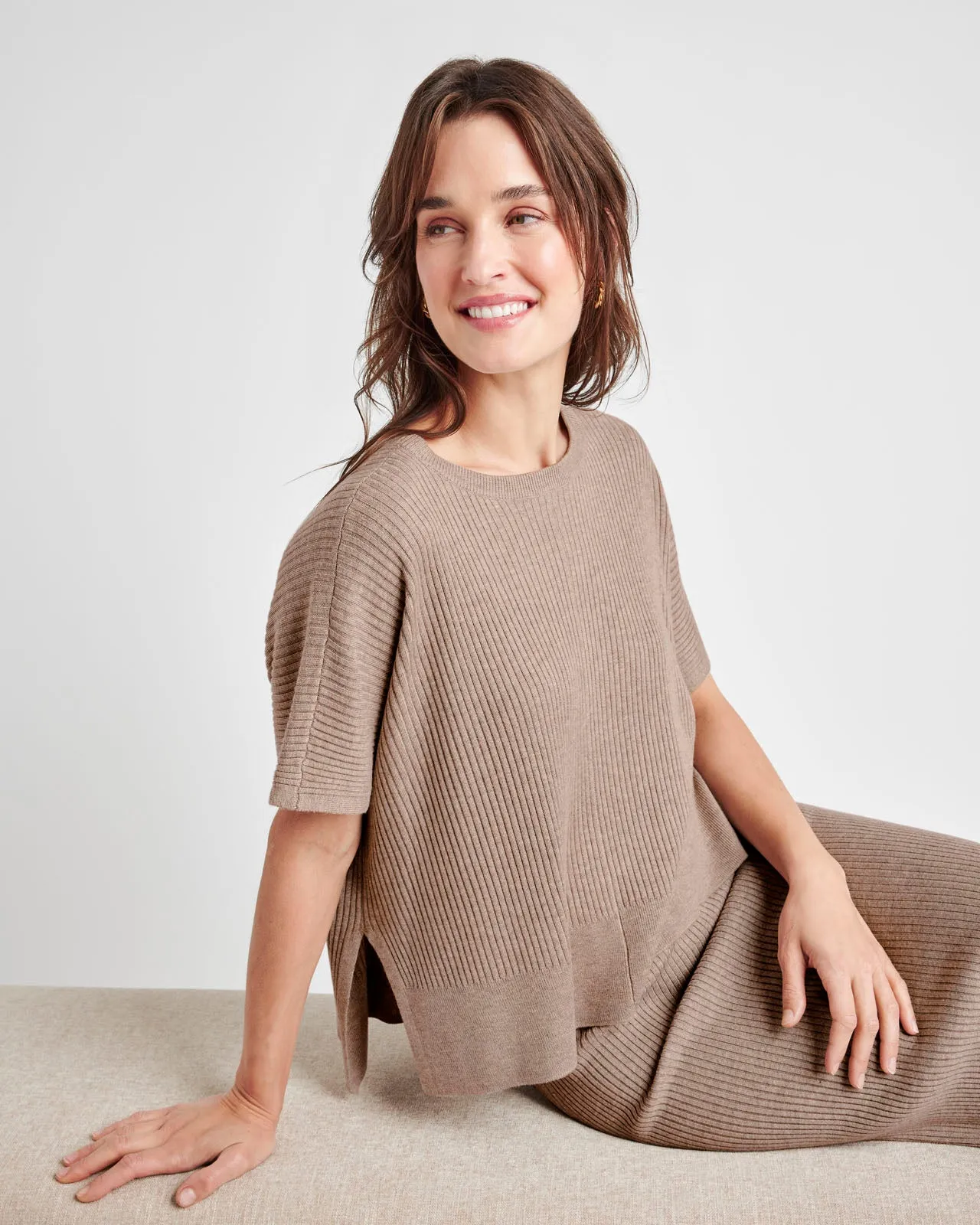 Georgie Cashblend Rib Short Sleeve Sweater