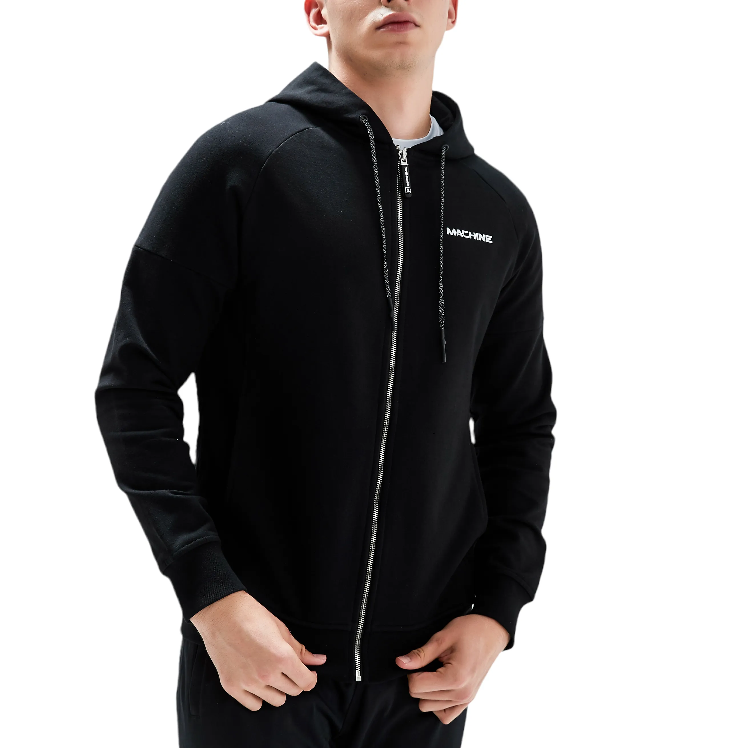 Great Jones Full Zip Cotton Hoodies in Black