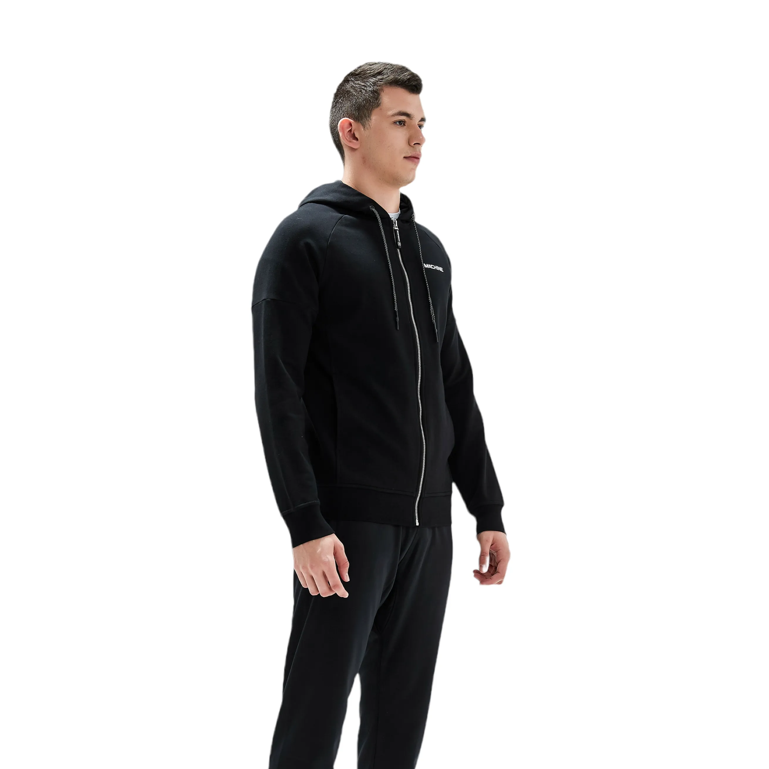 Great Jones Full Zip Cotton Hoodies in Black