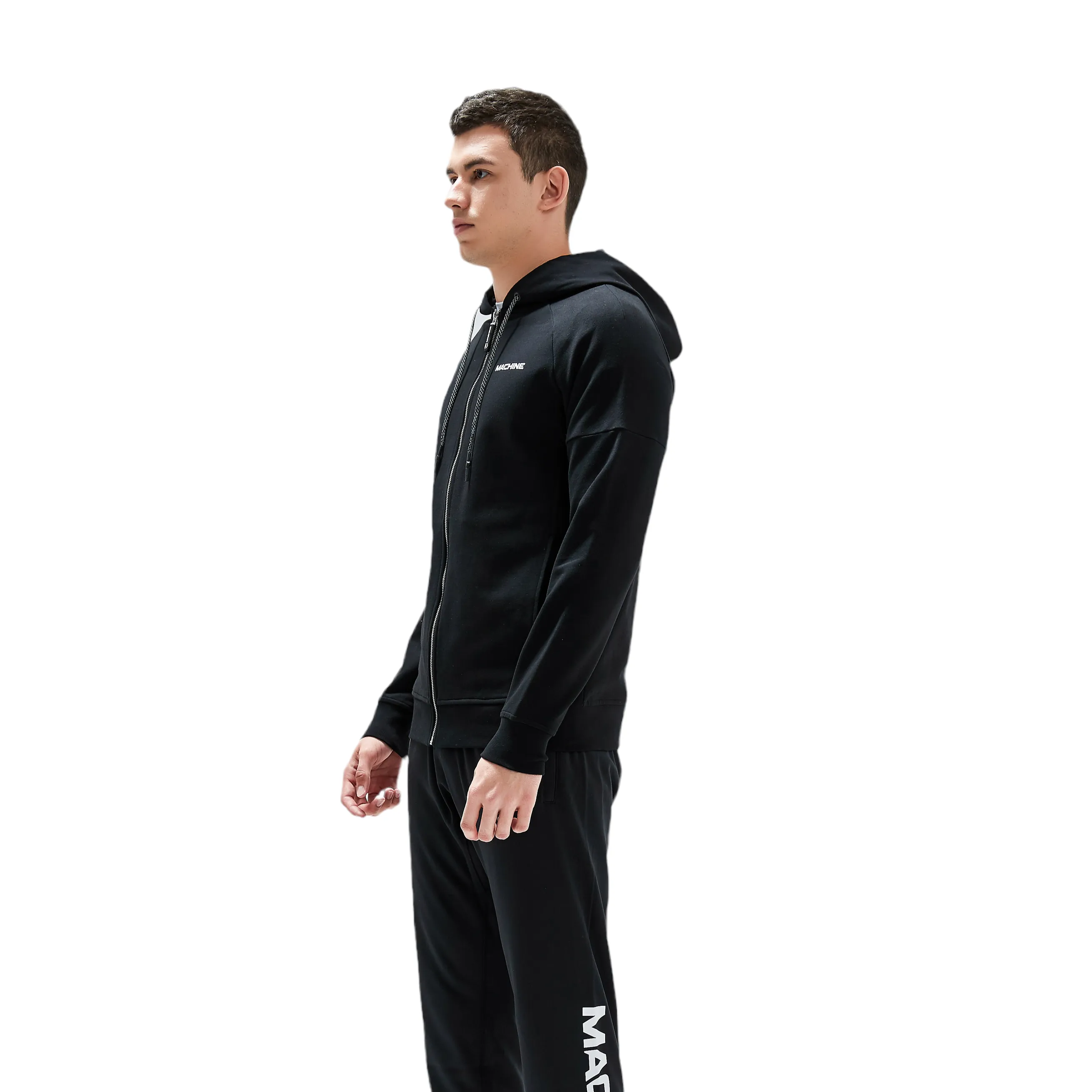 Great Jones Full Zip Cotton Hoodies in Black