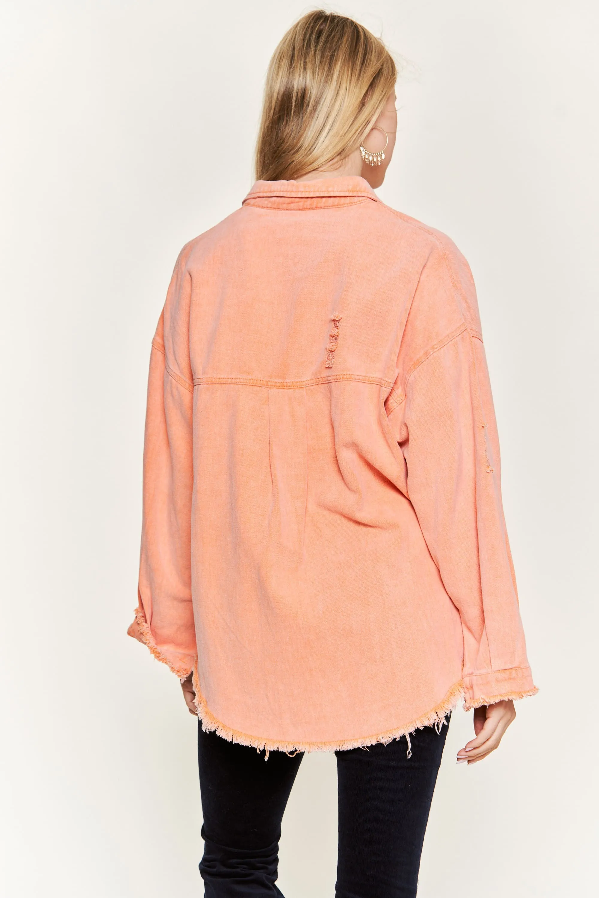 Hanging Out With You Denim Jacket - Orange