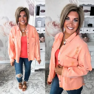 Hanging Out With You Denim Jacket - Orange