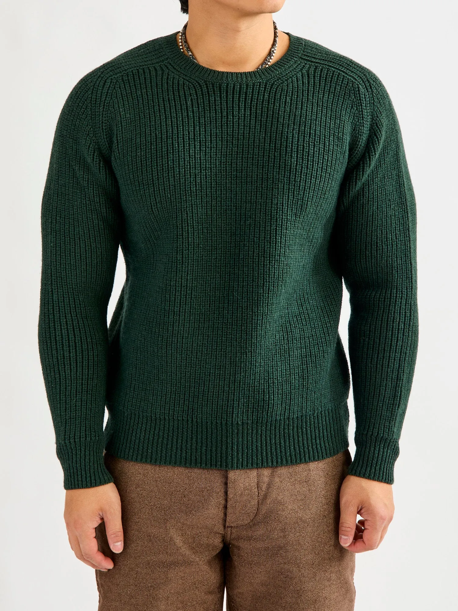 Highland Shakerknit Sweater in Evergreen