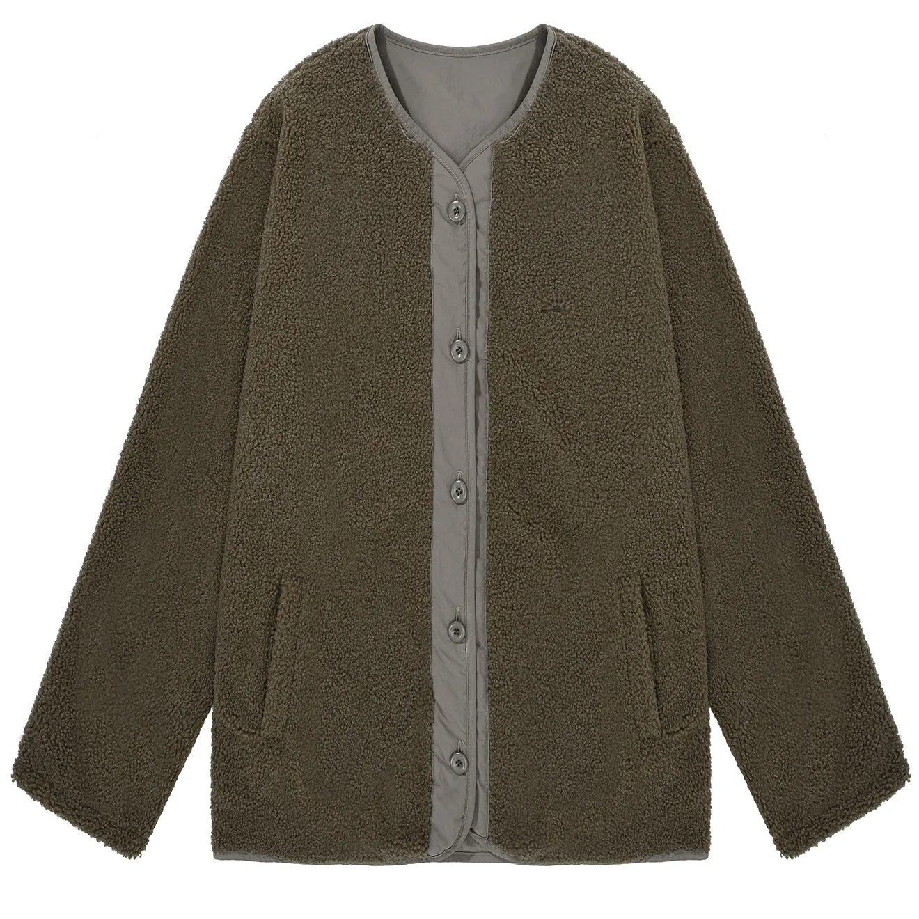 Kappy Reversible Fleece Jacket Khaki