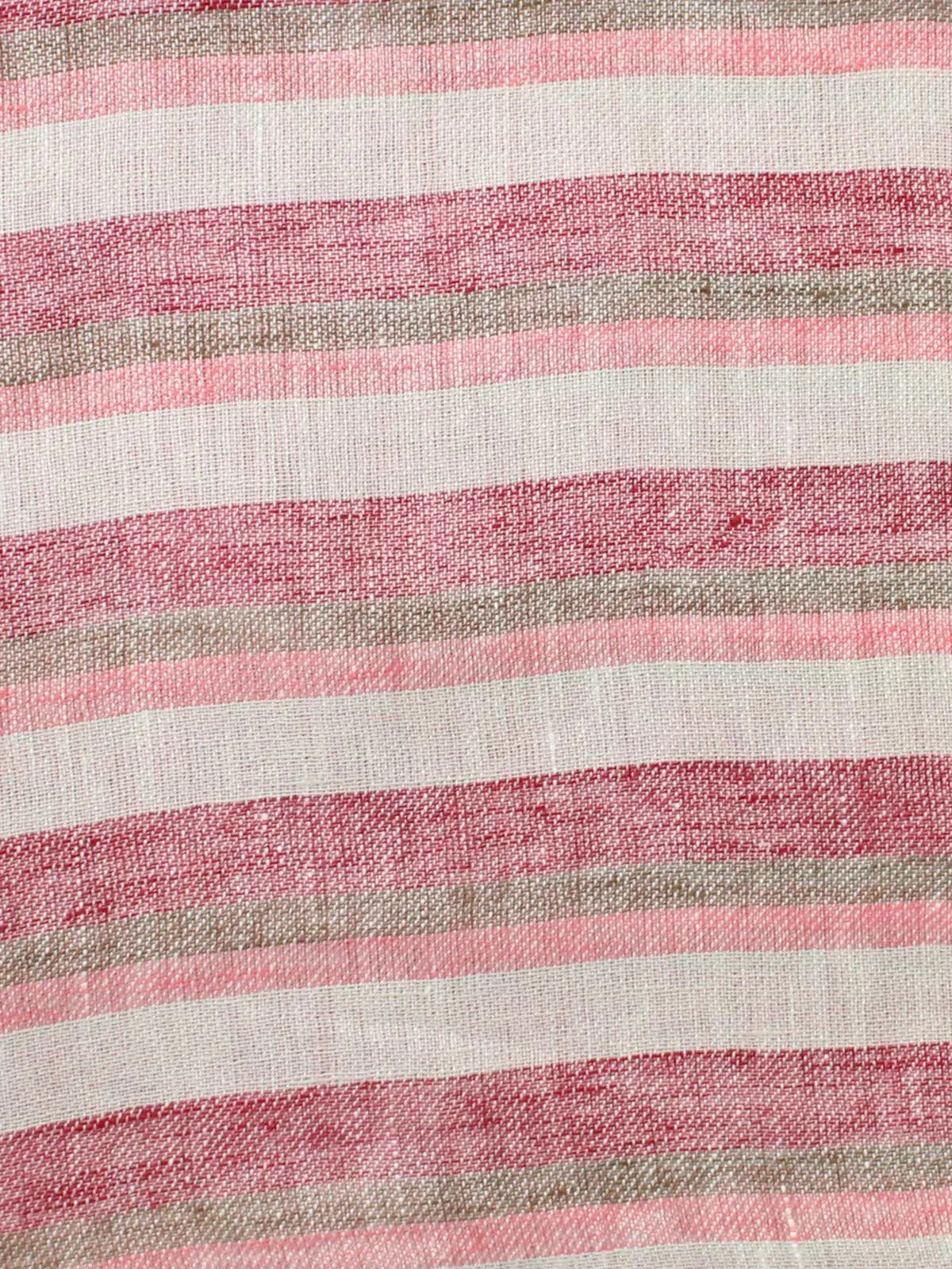 Kiton Linen Scarf Pink Cranberry White Stripes FINAL SALE