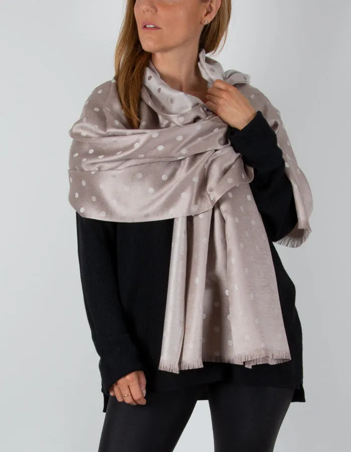 Light Bronze And Silver Polka Dot Pashmina