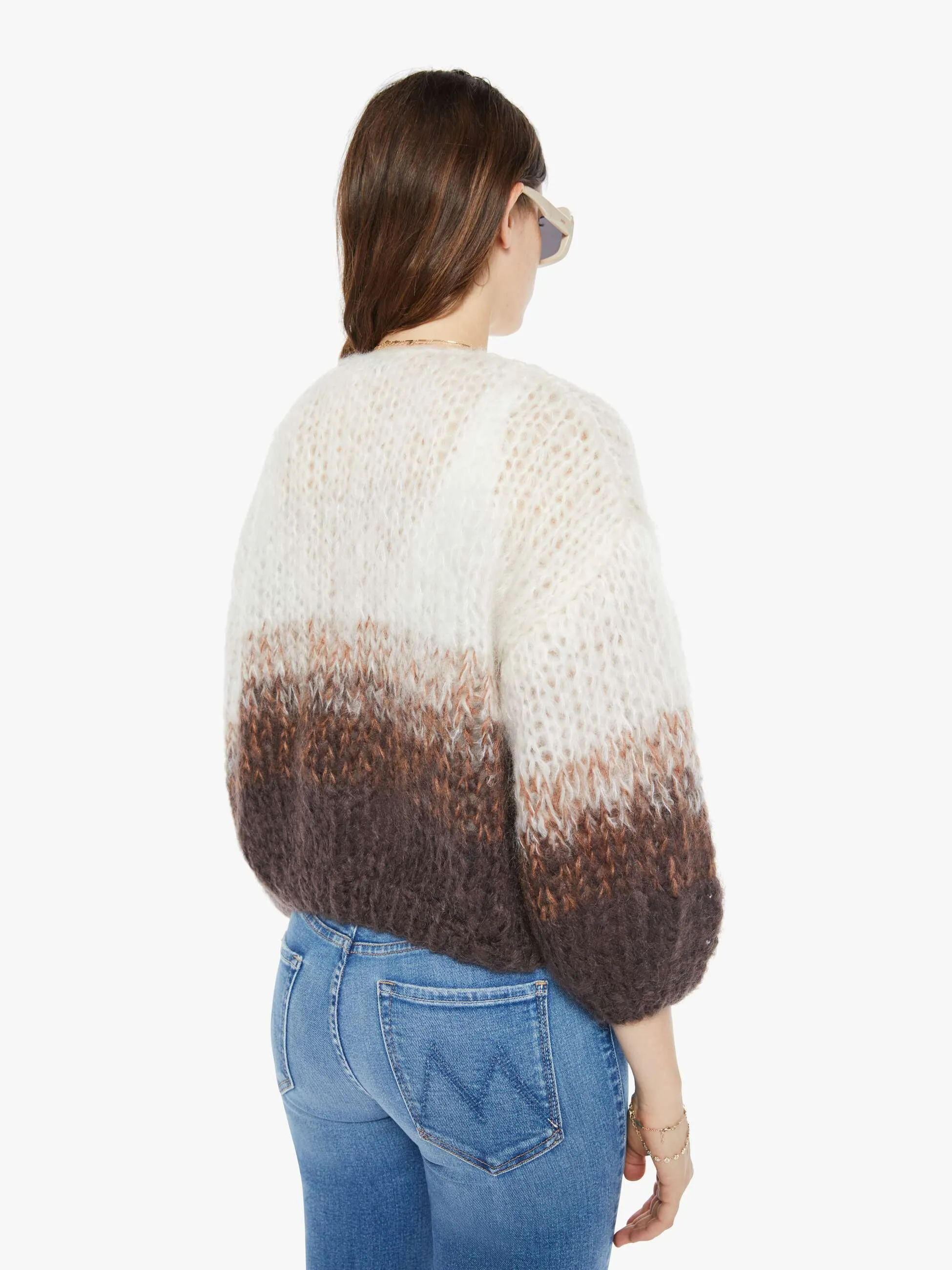 Maiami Mohair Bomber Cardigan - Brown Creme