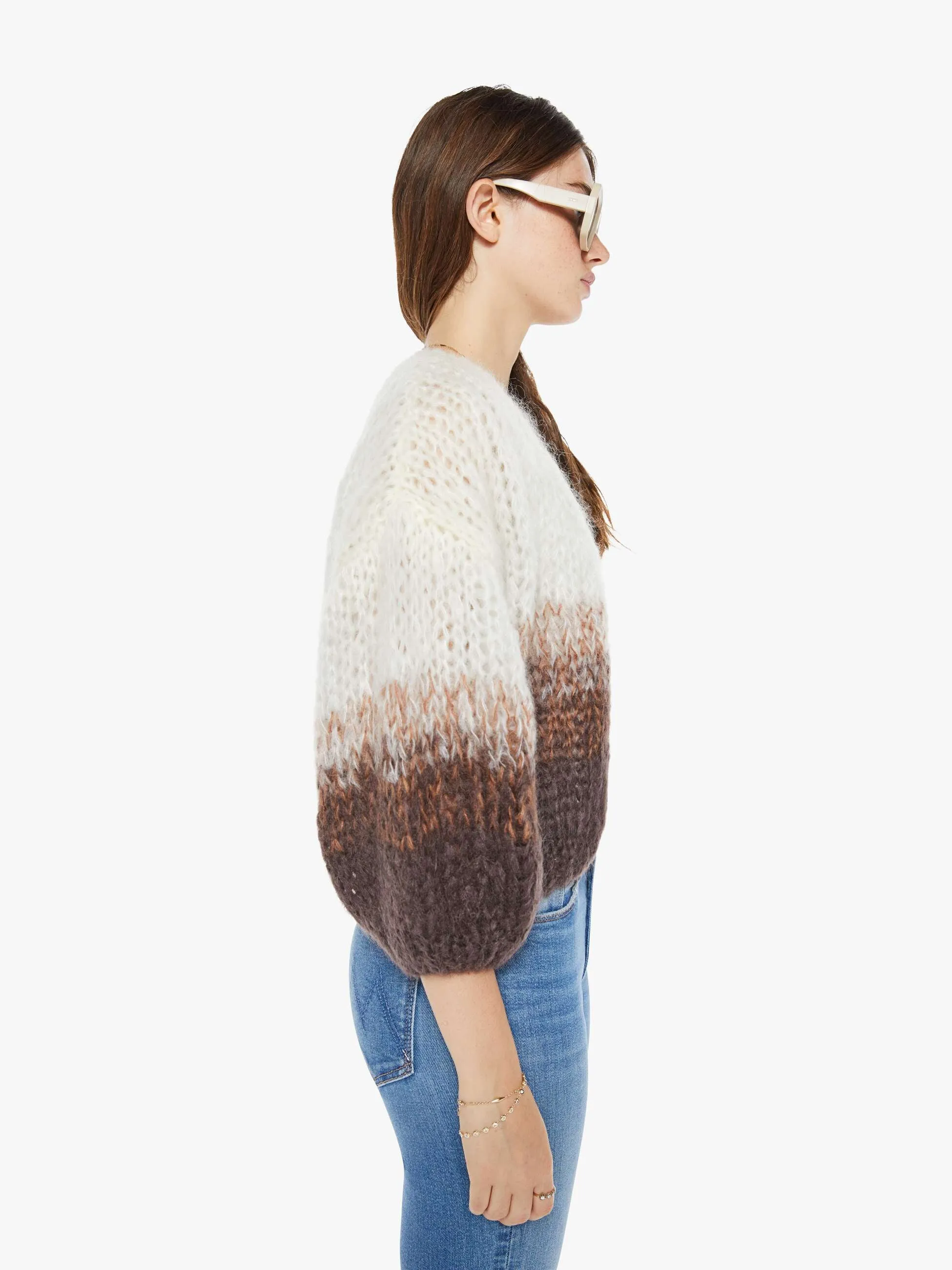 Maiami Mohair Bomber Cardigan - Brown Creme