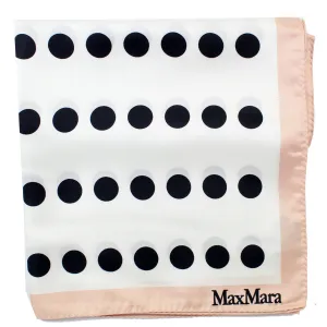 Max Mara Silk Scarf Black White Polka Dots Pink Border - Large Square Scarf SALE