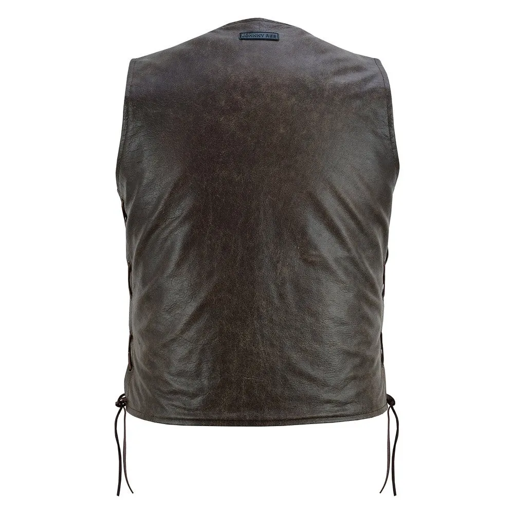 Men's Brown Leather Motorcycle Vest JRV10045