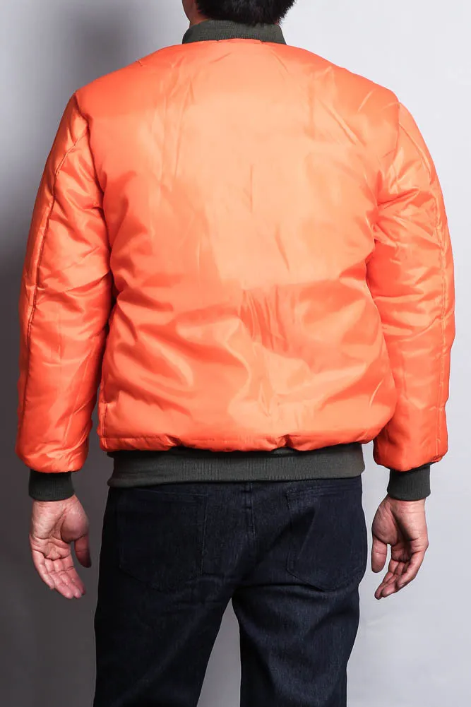 Men's Reversible Padded Bomber Flight Jacket