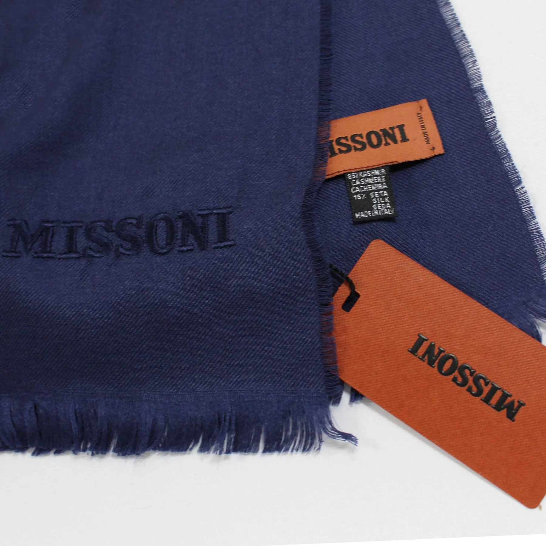 Missoni Scarf Dark Blue Design - Cashmere Silk Designer Shawl SALE