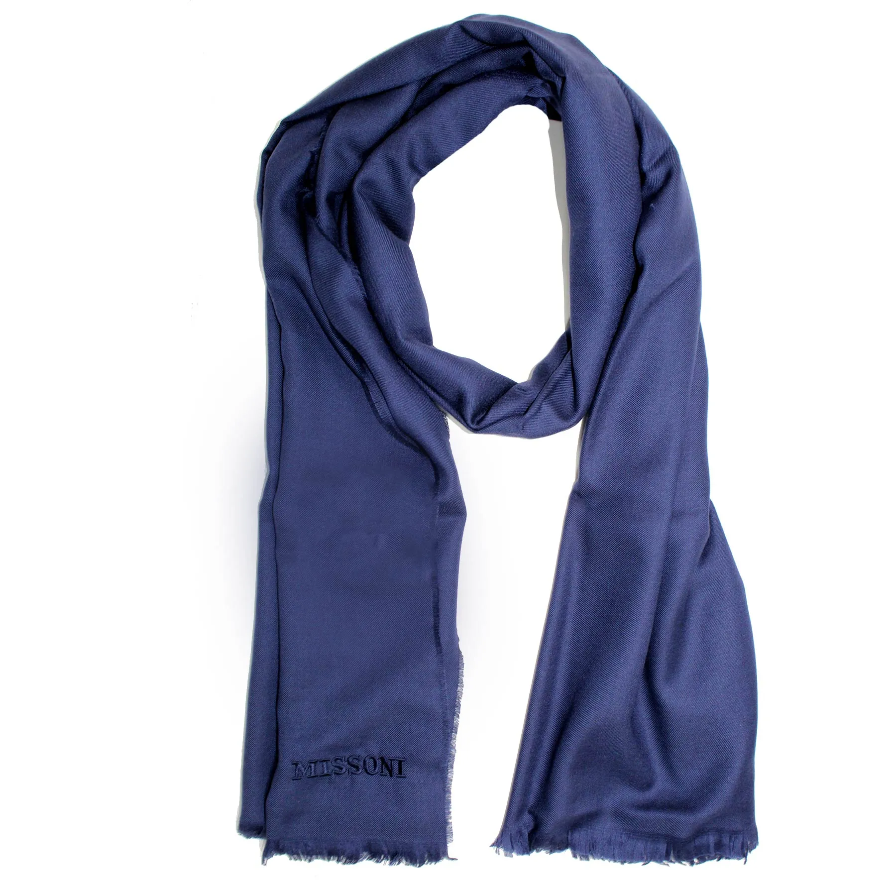 Missoni Scarf Dark Blue Design - Cashmere Silk Designer Shawl SALE