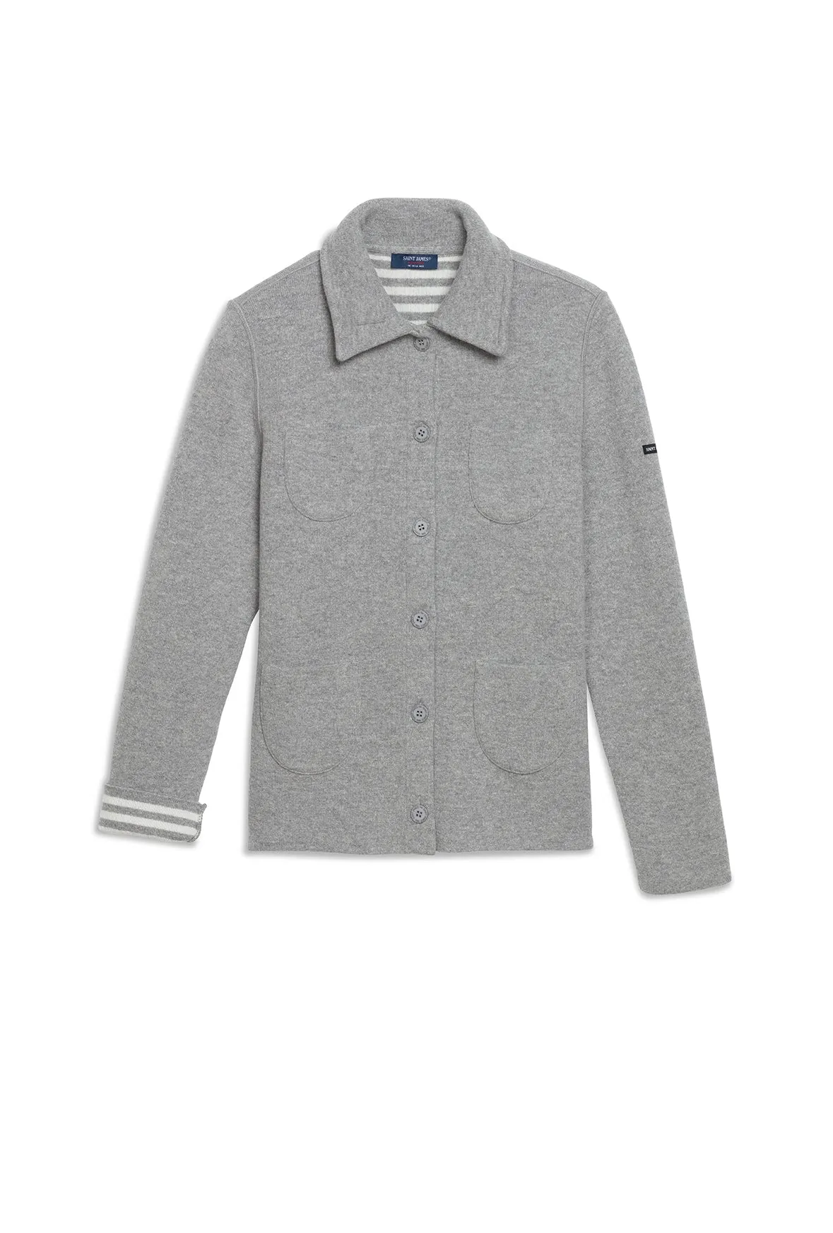 NASHVILLE - Short Buttoned Jacket with Patch Pockets for Women (LIGHT GREY / WINTER WHITE)