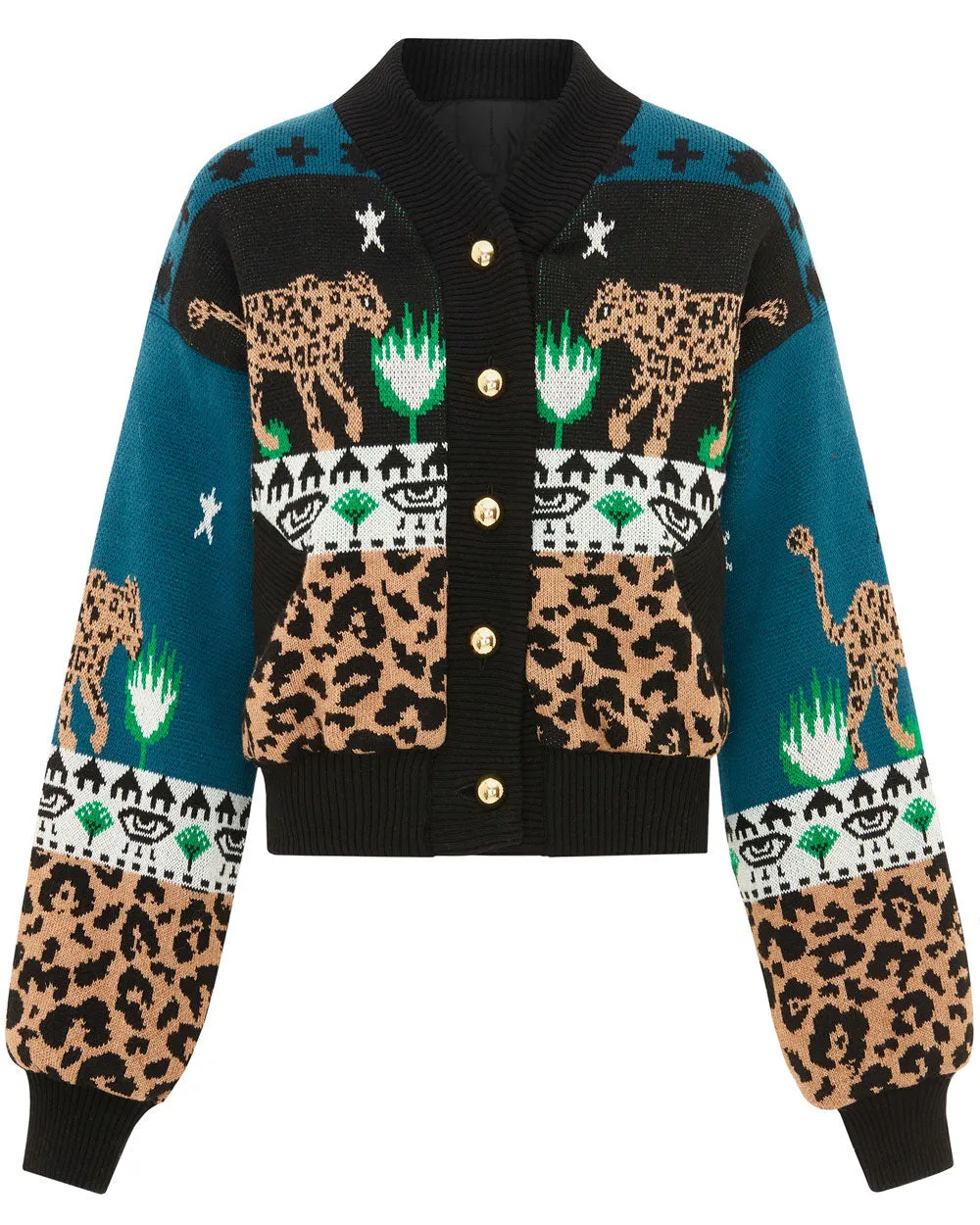 Navy Leopardess Bomber Jacket