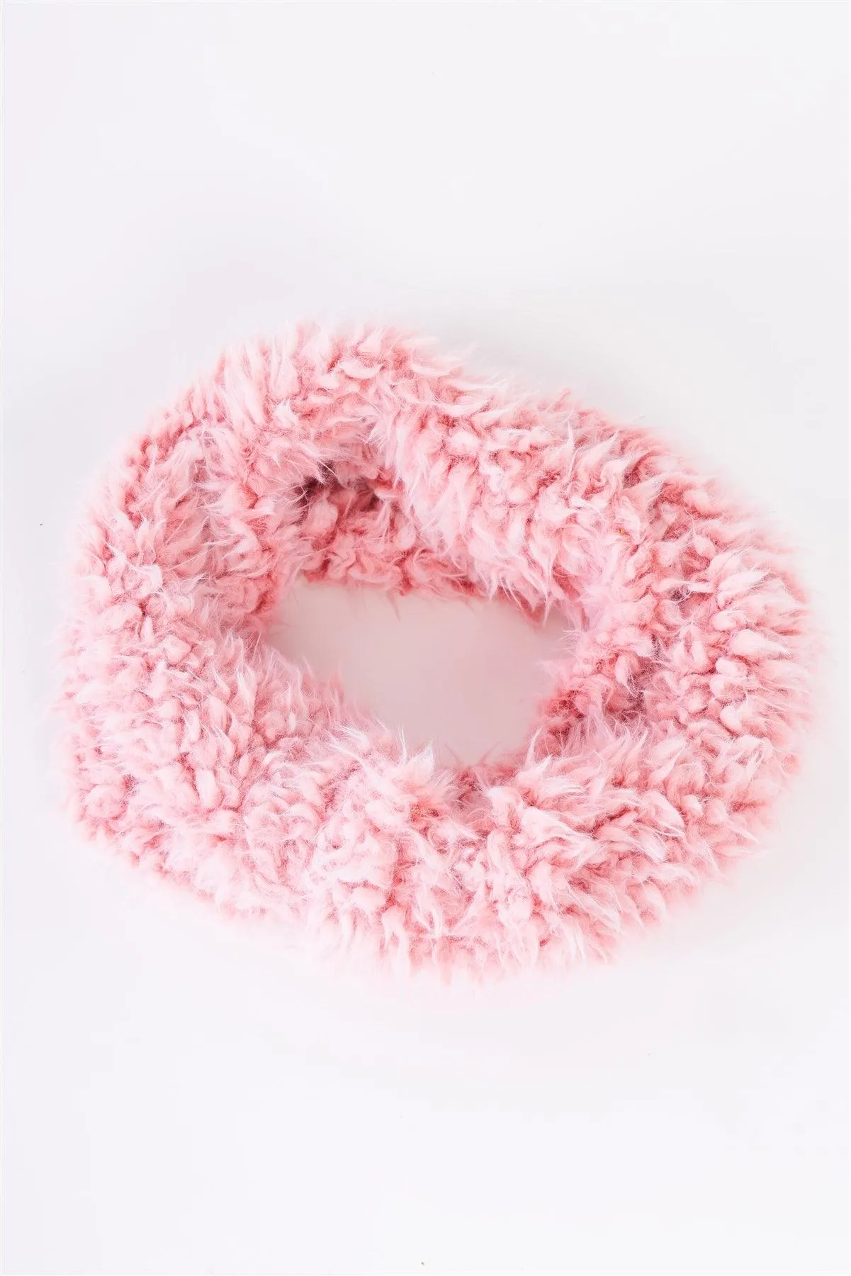 Pink Fluffy Faux Fur Infinity Winter Scarf /3 Pieces