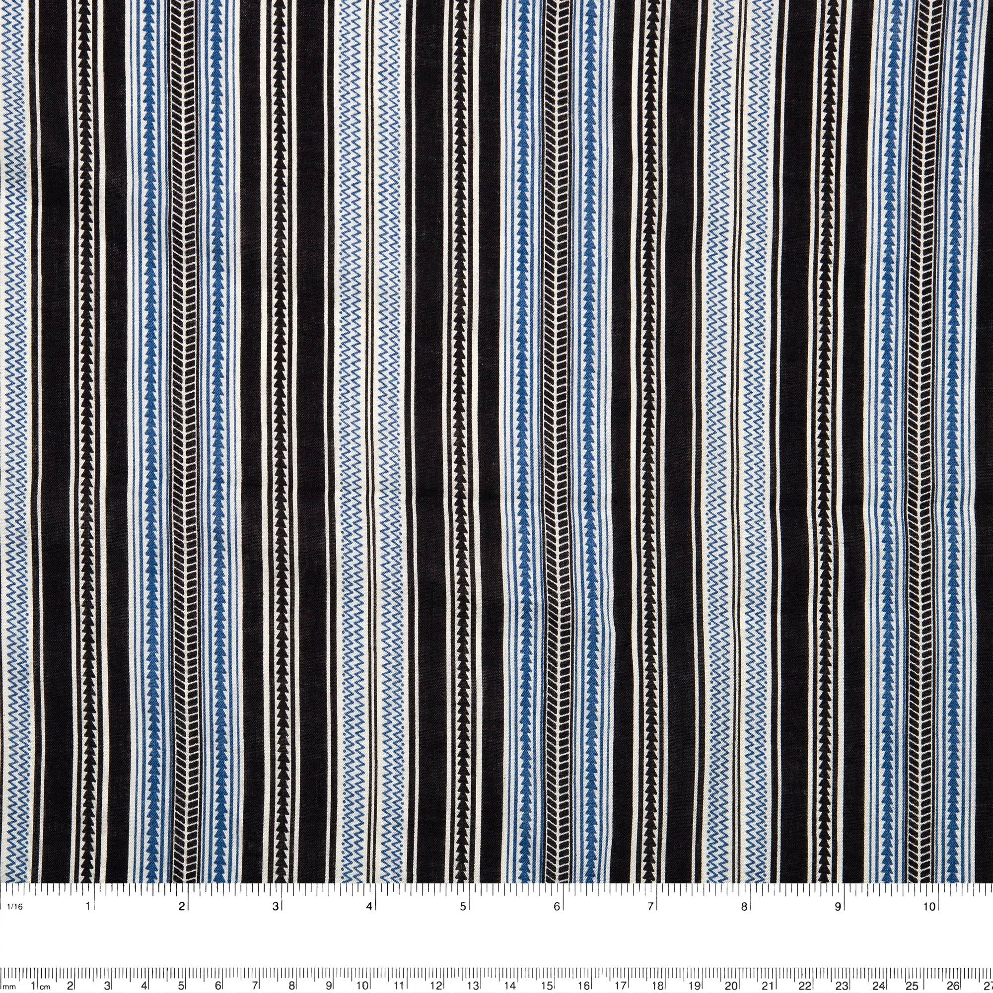 Printed rayon - ANDREA - Stripes - Black / Blue