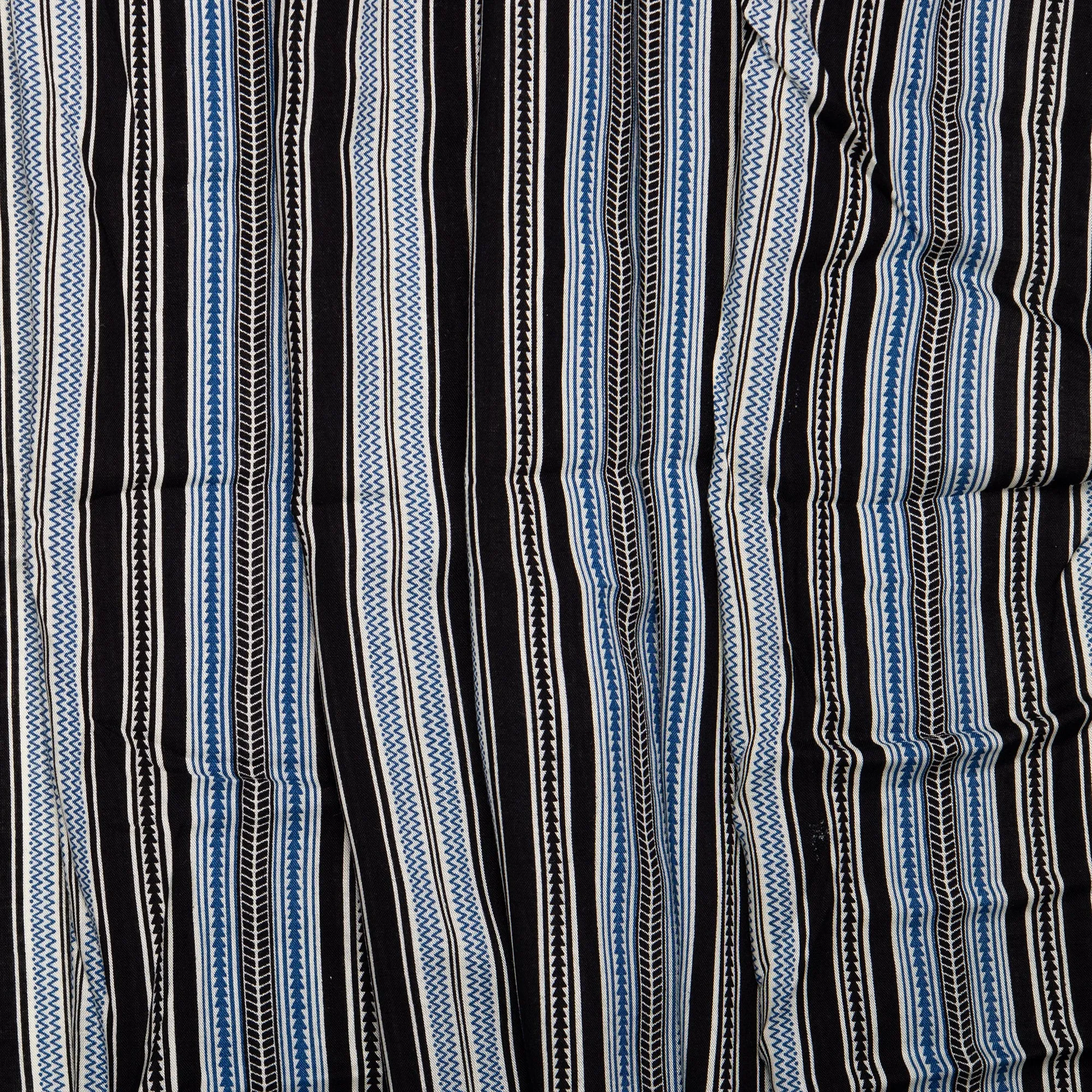 Printed rayon - ANDREA - Stripes - Black / Blue