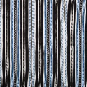 Printed rayon - ANDREA - Stripes - Black / Blue