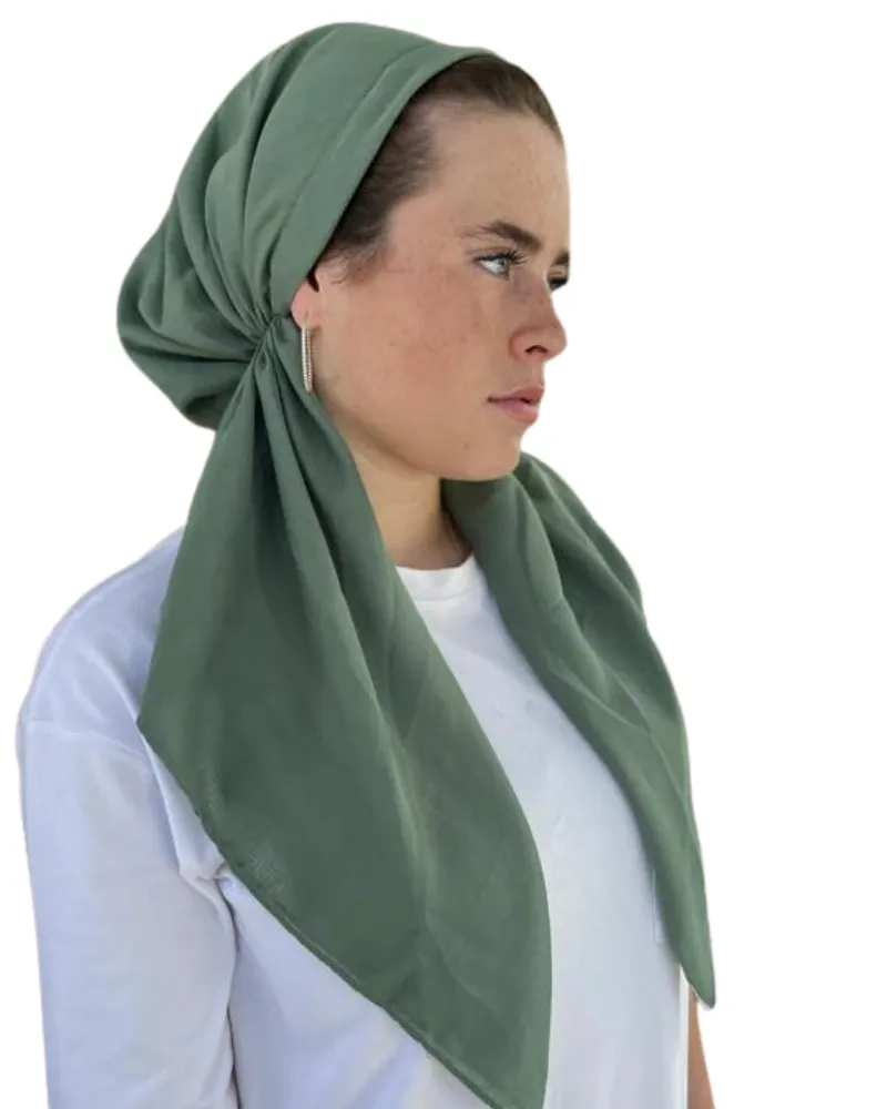 Scarf Bar Solid Sage Green Cotton Classic Pre-Tied Bandanna with Full Grip