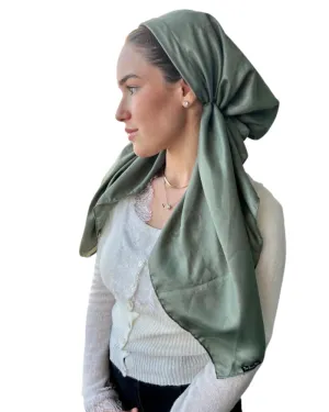 Scarf Bar Solid Sage Green Shimmer Classic Pre-Tied Bandanna with Full Grip