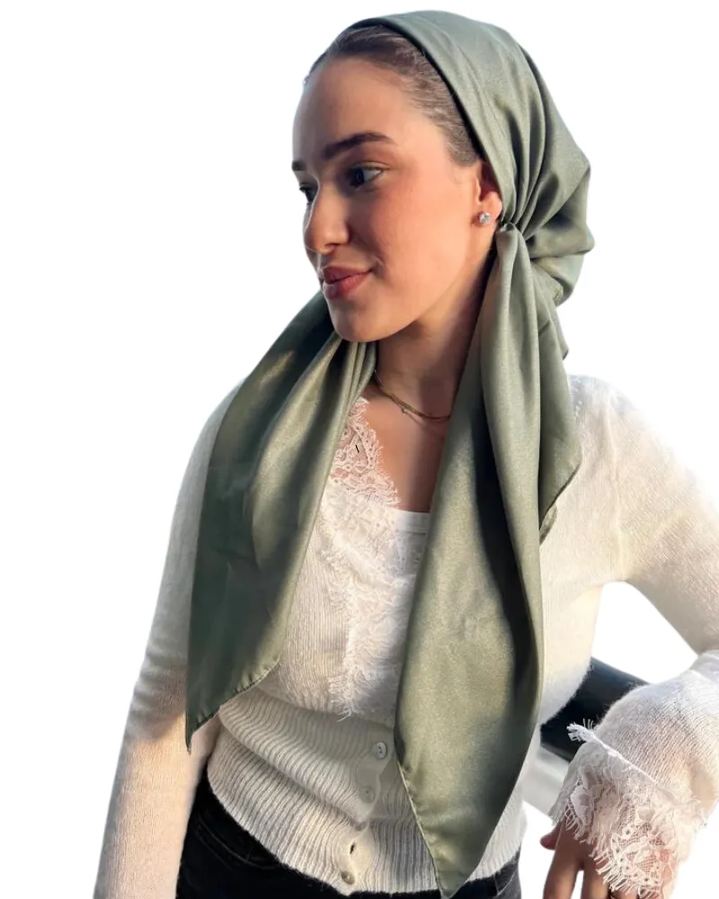 Scarf Bar Solid Sage Green Shimmer Classic Pre-Tied Bandanna with Full Grip