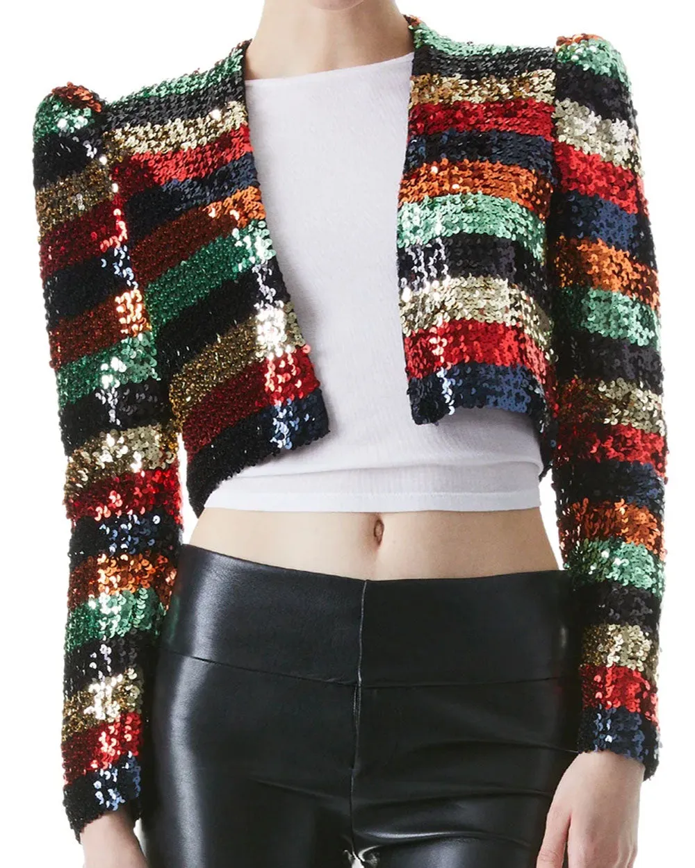 Sequin Stripe Open Front Sherryl Cardigan