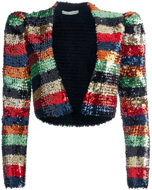 Sequin Stripe Open Front Sherryl Cardigan