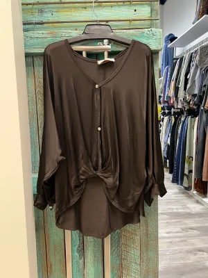 Silk Knot Top in Chocolate by Amorosa