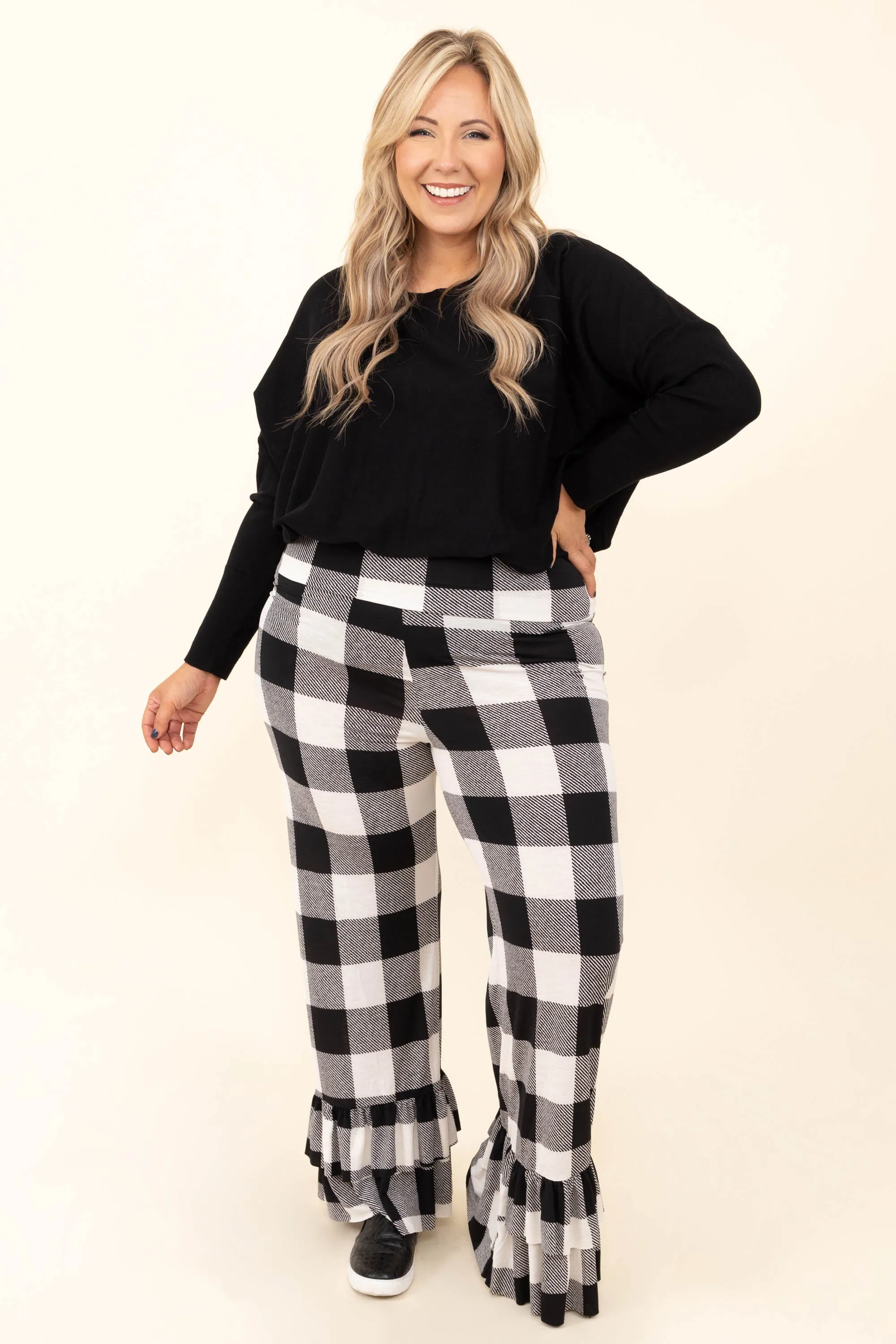 The Big Flare Pants, Black-Ivory