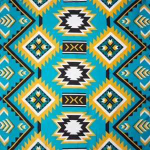 Wyoming Traders Teal and Gold Southwest Silk Scarf